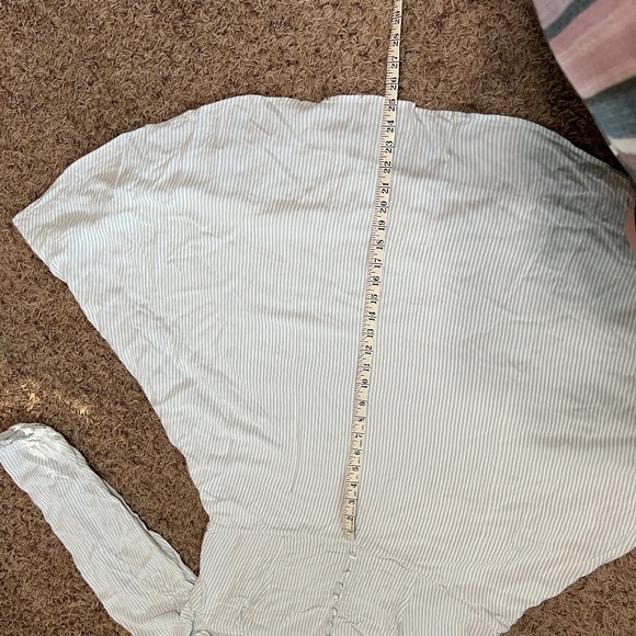 Blue White Striped Cold Shoulder Challis Dress - Picture 9 of 12